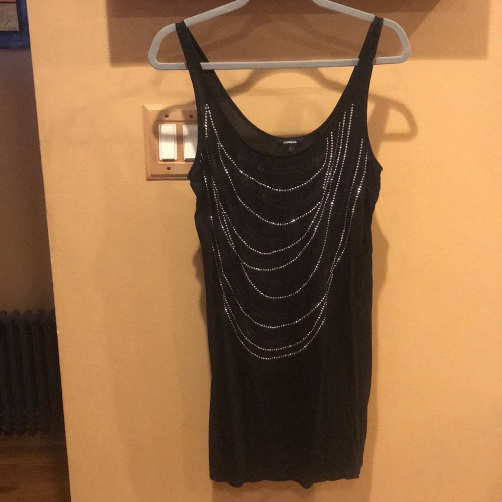 Semi-sheer black sleeveless shirt by Express